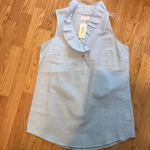Mud Pie Seersucker Ruffle Sleeveless Blouse medium